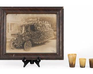 Vintage Battle of Flowers Photo and Commemorative Horn Cups