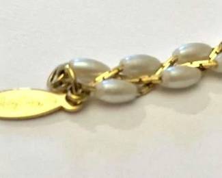 Delicate Napier Bracelet of Freshwater Pearls, Signed

