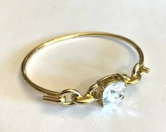 Gold Tone Cuff with Large Clear Stone
