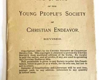1889 Young Peoples Society Constitution Bylaws
