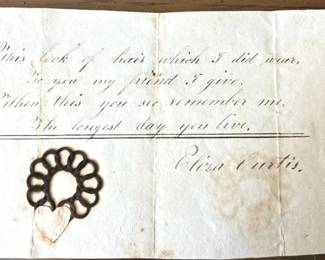 Handwritten Remembrance with Real Hair and Paper Heart
