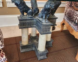 Glass Top Table Base with Lion Details