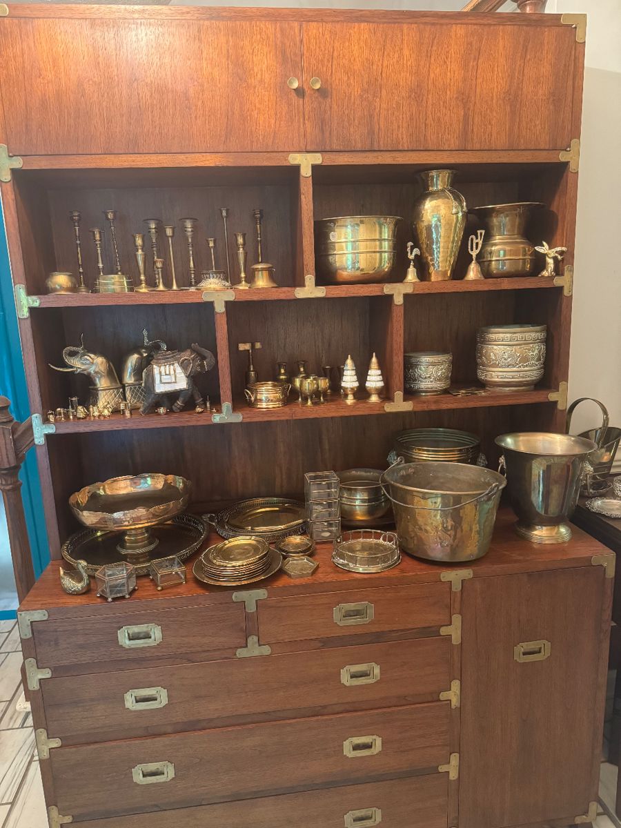 Campaign style hutch and so much brass!
