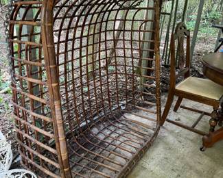 Hanging rattan swing chair 
