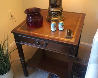 Pair of Leather Top End Tables