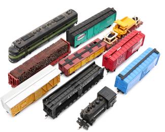 Lot of 10 HO Scale Trains and Train Cars