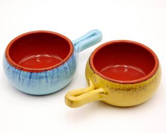 Pair of De Silva Terracotta Soup Bowls w/Handle