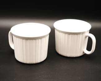 CorningWare French White Ridged Stoneware Soup Mugs (Set of 2)