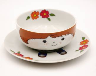 Ceramic Little Boy Bowl & Plate Set