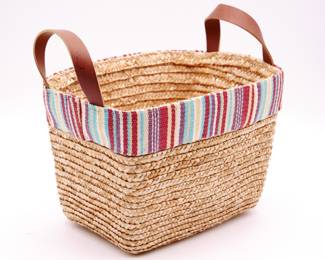 Woven Straw Basket w/Handles