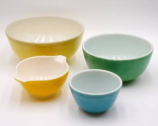 Pyrex Primary Color Mixing Bowls, Mainly Non-Numbered (Total of 4)