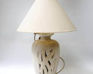 Rough & Smooth Ivory Clay Cut-Out 3-Way Table Lamp