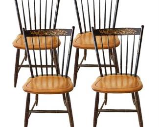 Lot 073   
Hitchcock Side Chair with Golden Fruit Stencil, Set of Four (4)