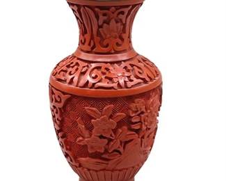 Lot 109  
Chinese Cinnabar Carved and Enamel Vase