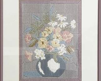 Lot 088   
Vintage Framed Floral Embroidery