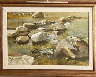 Lot 079   
W. Schiener Oil on Canvas, Stream Landscape