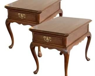 Lot 007 
Harden Furniture Co. Queen Style Cherry Side Tables, Pair