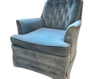 Lot 088-002   
Vintage Velvet Blue Tufted Arm Chair