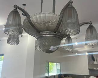 43. Another view of the art deco molded glass chandelier circa 1925 French