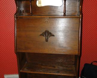 Vintage oak display case, and desk.  Yes even back in the 1890's functionality was of the utmost importance.