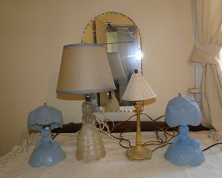 Small glass table top lamps.