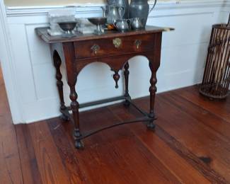 British lowboy, 18th century, with well developed details and stretcher base, mahogany