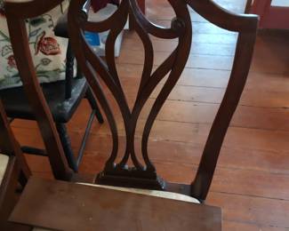 Set of six carved mahogany dining chairs with slip seats, circa 1790, in very good "house ready" condition, British origin