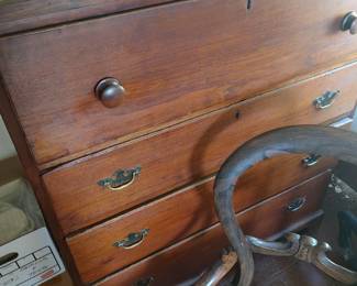Large country Chippendale bracket base mahogany chest with secretary fitted  drawer, 19th century, 