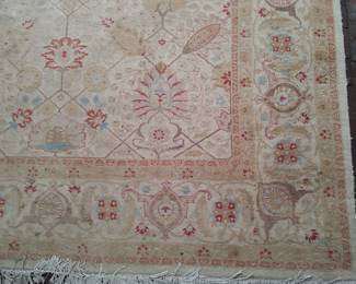 6 by 9 very finely handwoven Oriental rug in very good condition and in a very desirable pattern, modern in date, wool with cotton weft.