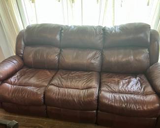 Leather reclining sofa