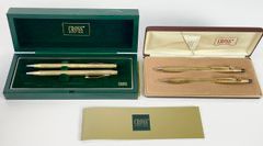 2 Cross Gold Plated & Filled Ballpoint Pen & Mechanical Pencil Sets In Box
