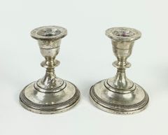 653 Grams Fine Sterling Silver Weighted Candle Holders By Hamilton
