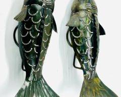 Pair of Vintage Figural Fish Wall Hanging Tea Light Candle Holders
