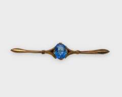 Fine Vintage 9K Yellow Gold Gemstone Bar Pin
