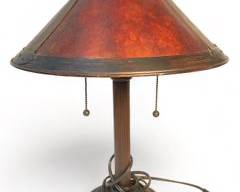 Mission Arts and Crafts Style Tensor Bronze Tone Mica Table Lamp Dirk Van Erp Style

