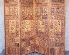 Vintage Handcarved Teak 4 Panel Reticulated Room Divider Screen - Perfect Condition! MCM Mid Century
