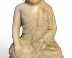 Fine 9.5 Hand Carved White Marble Buddha Figural Statue
