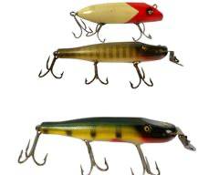 Three Vintage Large Pike Crankbaits Including Two C. C. B. Garrett Indiana and One South Bend Bass-Oreno Plug Fishing Lures
