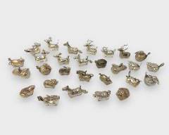 Fantastic 28 PC 90% Silver Place Holder Figural Animal Trinket Boxes 524 Grams each opens to hide a treasure great wedding/party event item
