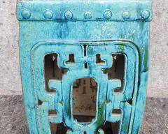 Vintage Asian Galloway Pottery Glazed Garden Stool
