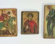 3 Antique 19th C European Orthodox Religious Icon Paintings Art On Wooden Panels
