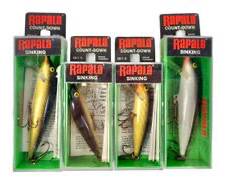 Four Brand New Original Rapala Wobbler Sinking Count Down Fishing Lures
