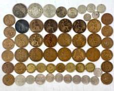 Great Britain Antique 19th Century & 20 Century Coins Including Victorian Sterling Silver 1890 Half Crown
