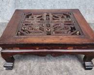 Antique 19th Century Ming Style Chinese Carved Low Wood Table
