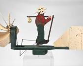 Vintage Painted Wood Hobo Tramp Figural Whirligig American Folk Art
