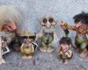 Seven Vintage Adorable Collectible MCM Norway Collection of Trolls Glass Eye by NY Form with Tags
