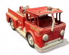 Vintage Folk Art Metal Fire truck Toy
