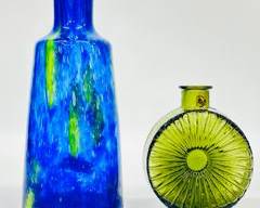 Riihimaen Glass Helena Tynell Sun Green Sun Vase & Vintage PRACHEN GLASSWORKS "Flora" VASE Designed by Frantisek Koudelka Mid Century Modern MCM
