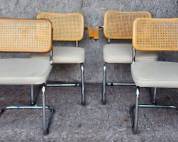 4 Marcel Breuer Cesca MCM Mid Century Modern Rattan & Chrome Chairs *1 is Damaged
