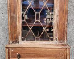 Antique Lattice Glass Front One Door One Drawer Cabinet Great Form
